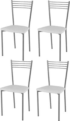 Immagine prodotto di t m c s Tommychairs - Set di 4 sedie moderne ELENA per cucina e sala da pranzo, struttura robusta in acciaio laccato color alluminio, sedile imbottito rivestito in Similcuoio color bianco