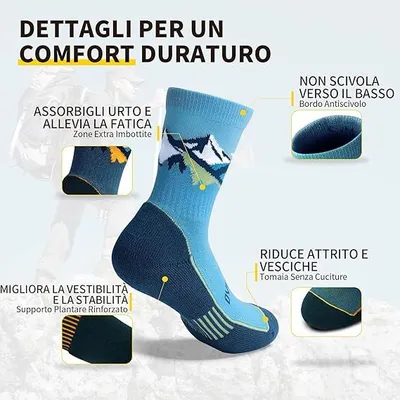 Immagine prodotto di CAMBIVO Calze Trekking Uomo Donna 2 Paia, Calze Lana Anti Vesciche, Calzini da Corsa, Traspiranti e Acolchati, per Escursionismo, Running, Hiking, Montagna, Ciclismo, Lavoro, Vita Quotidiana e Sport
