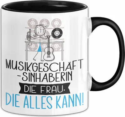 Produktbild von Musikgeschäftsinhaberin Geschenk Tasse Becher Die Frau Die Allen Kann Geschenkidee für eine Musikgeschäftsinhaberin Lustig (Schwarz)