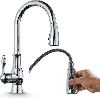 Produktbild von 2-Wege Küchenarmatur Cascade 1, Retro-design, 360° schwenkbar, Einzelauslauf, Keramikkartusche Chrom