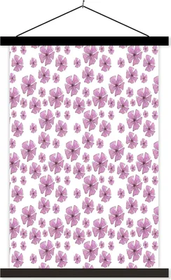 Produktbild von MuchoWow® Textilposter Blumen - Sakura - Muster 40x60 cm mit schwarzem Rahmen - Wanddekorationen