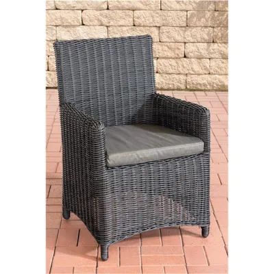 Obrázok produktu pre Záhradná stolička CLP z polyrotanu Fontana, 5 mm, čierna, farba čalúnenia antracitová