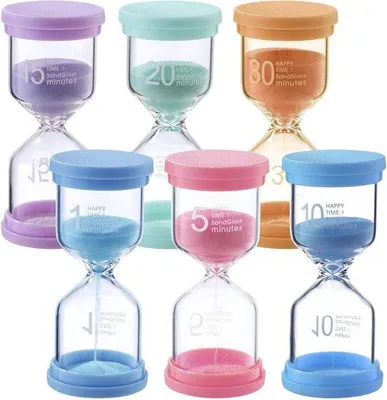 Produktbild von Sanduhr Set 6 Stück - Bunte Küchen Timer für 1, 5, 10, 15, 20, 30 Minuten
