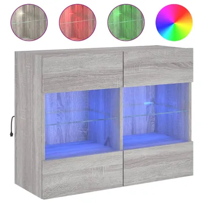 Obrázek produktu pro vidaXL Nástěnná TV skříňka s LED světly Grey Sonoma 78,5x30x60,5 cm