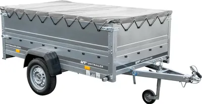 Obrázek produktu pro Přívěs za auto na pružinách 230x125 UNITRAILER GARDEN 230/R KIPP s bočnicemi BIS, rámem H-0 a šedou plachtou
