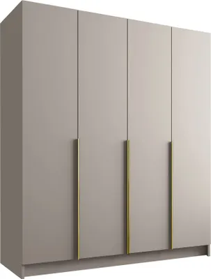 Produktbild von MIRJAN24 Kleiderschrank Santi I, Schlafzimmer, Drehtürenschrank, mit Kleiderstange, Modern, Garderobenschrank, Metallgriffe (Farbe: Cashmere / Cashmere + Gold)