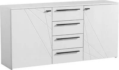 Produktbild von Dmora Anrichte Maropati 163x40x81h cm Weiß, 2 Böden, 4 Schubladen
