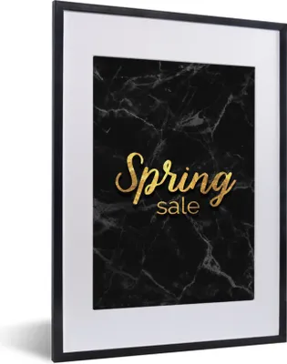 Produktbild von MuchoWow® Gerahmtes Poster Verkauf - Frühling - Gold - Marmor 30x40 cm - Poster mit Schwarzem Bilderrahmen Wandposter Rahmen Foto Bilder - Wandposter Schlafzimmer