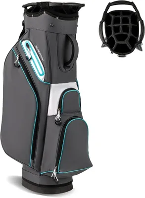 Produktbild von Golftasche mit 14 Fächern, leichte Golfreisetasche mit 6 Reißverschlusstaschen, Golfreisetasche mit Handtuchhalter& Regenschirmhalter, Standtasche für Golfschläger