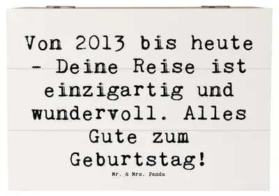 Produktbild von Mr. & Mrs. Panda Box Spruch 2013 Geburtstag 22 x 15 cm - Weiß - Geschenk, Geburtstagsgeschenk, Aufbewahrungstruhe, Kiste, fotobox, Happy Birthday, Geburtstagskind, Truhe
