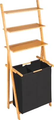 Zdjęcie produktu dla Półka drabinkowa WENKO z pojemnikiem na pranie Mod. Ecori, tekstylia wykonane w 100% z poliestru pochodzącego z recyklingu