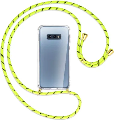 Produktbild von Handykette Backcover-Schutzhülle mit Band (Metall goldfarben) für Samsung Galaxy S10e - neongelb