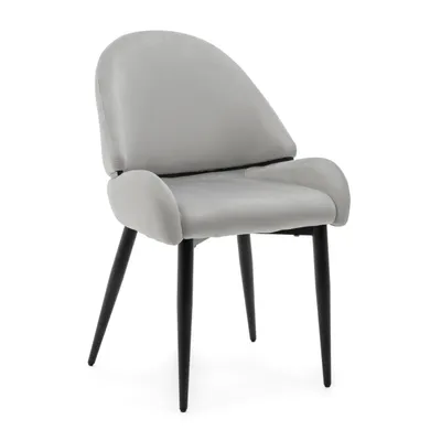 Zdjęcie produktu dla NEW HOME Krzesło BERGAMO krzesło do jadalni tapicerowane do salonu glamour - jasnoszare - nowoczesne meble welur aksamit