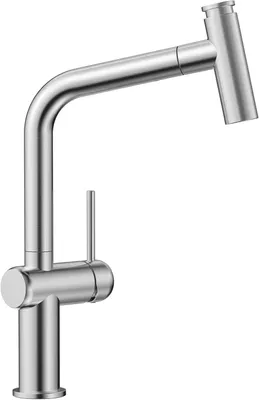 Produktbild von Küchenarmatur, ausziehbar, Edelstahl, mit Brause, zwei Strahlarten, Hochdruck-Mischbatterie, Küche, 360° drehbar, gebürstet