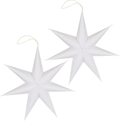 Productafbeelding van Kerstdecoratie: Sterren om op te hangen, wit, set van 2