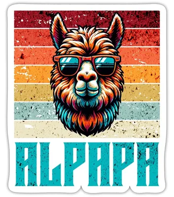 Produktbild von Spreadshirt Alpapa Cooles Lama Papa Sticker Aufkleber, 10 x 10 cm, Mattweiß