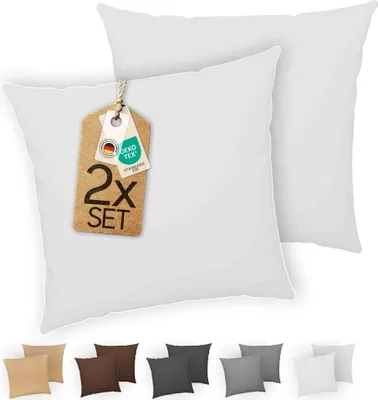Produktbild von etérea Jersey Kissenbezug 2er Set 100% Baumwolle 50x50 cm Weiss
