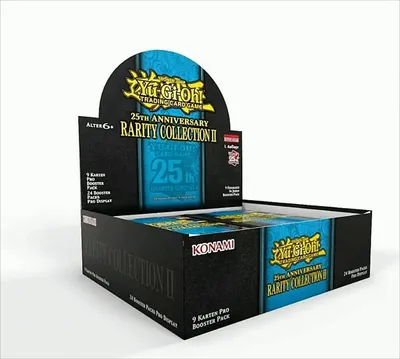 A display box of Yu-Gi-Oh! trading card game booster packs.