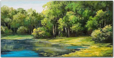 Produktbild von Coloray Bild aus Acryl 100 cm x 50 cm - Küche Wanddekoration Dekoration Wohnzimmer Gehärtetes Acryl Acrylblock mit Bild - Forest Lake Natur Sträucher