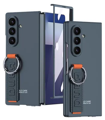 Produktbild von Für Samsung Galaxy Z Fold7 5G GKK Displayschutz Ring Halter mit Band Hülle Blau