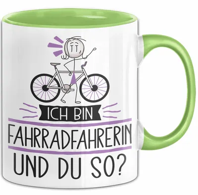 Produktbild von Fahrradfahrerin Tasse Geschenk Ich Bin Fahrradfahrerin Und Du So Geschenkidee Lustiger Spruch Becher (Grün)