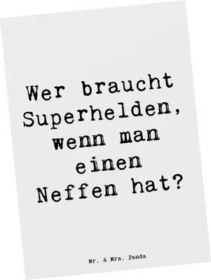 Produktbild von Mr. & Mrs. Panda Postkarte Spruch Neffe Held - Weiß - Geschenk, Geburtstage, Geschenkideen, Fotokarte, Postkarten, Familienmitglieder, Grußkarte, Familie, Familienbande