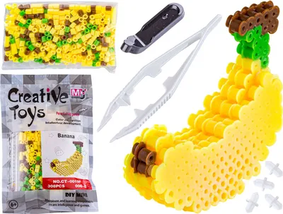 Produktbild von Bügelperlen 3D Version, BANANA Fruits Vorlage, Sachet, Bügelbrett