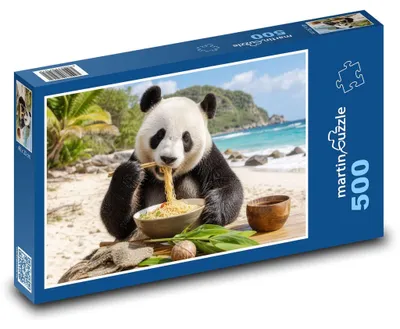 Obrázek produktu pro Puzzle 500 Panda jí těstoviny - martinpuzzle