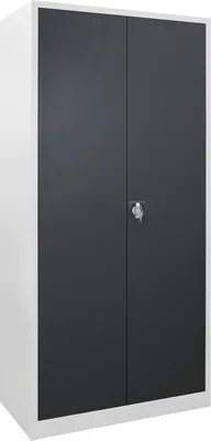Produktbild von ADB Flügeltürenschrank 4 Fachböden (BxHxT) 920 x 1950 x 420 mm Lichtgrau / Anthrazitgrau