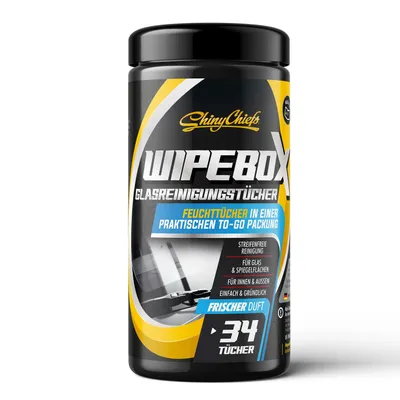 Obrázok produktu pre Utierky na čistenie skla ShinyChiefs - WIPEBOX - utierky na sklo - 34 čistiacich utierok