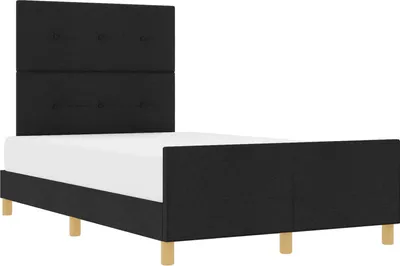 Image de vidaXL Cadre de lit avec tête de lit noir 120 x 200 cm Tissu