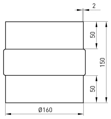 Produktbild von Raik Basic Adapter 160mm schwarz L: 150mm für Rauchrohr / Ofenrohr