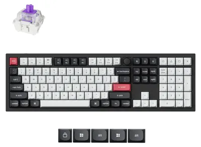 Productafbeelding van Keychron Q6 HE QMK, met kabel en draadloos, USB + RF draadloos + Bluetooth, magnetische mechanische toetsen, QWERTY-indeling, RGB LED-verlichting, wit
