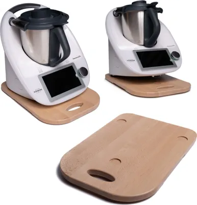 Produktbild von Thermomix Gleitbrett TM5 TM6 aus Holz, Holzbrett mit Griff, Gleitbrett, Slider-Brett mit rutschfesten Füßen, schützt die Waage und verträgt Vibratione