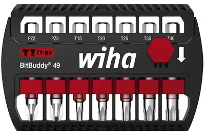 Immagine prodotto di Wiha BitBuddy Set di 7 pezzi I Bit TY 49 mm I PZ, TORX 1/4" E6.3 I Accessori per applicazioni di avvitamento I Adatto per avvitatori a impulsi e a percussione (42118)