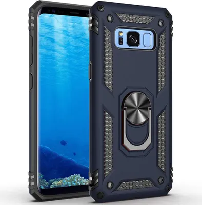 Produktbild von LaimTop Galaxy S8 Plus Hülle, Hybrid Robuste Rüstung Drehbarer Ring Halter Ständer Dual Layer Hard PC + TPU Stoßfest Schutzhülle für Samsung Galaxy S8 Plus Navy