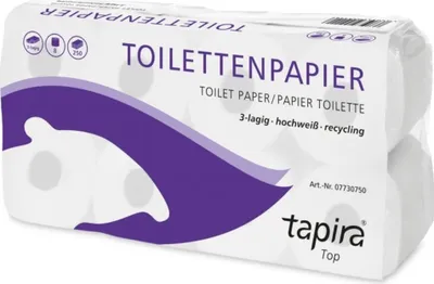 Produktbild von tapira Toilettenpapier Top 07730750 3lg. 250Bl. 8x8Rl.