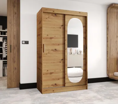 Obrázek produktu pro Šatní skříň 120 cm BEREN se zrcadlem - dub artisan