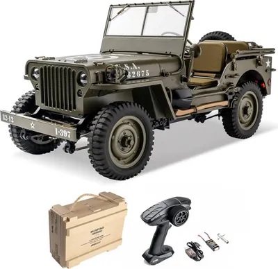 Zdjęcie produktu dla FMS RC Car 1 / 12 1941 MB Skaler Willys Jeep RTR Remote Control Crawler Military Truck 4 x Offroad Pojazd Dzieci Prezenty zabawki jak pokazano obraz