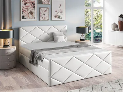 Obrázek produktu pro Kontinentální manželská postel 180x200 MATIA - bílá  + topper