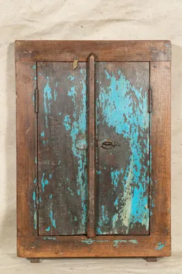 Teakholz-Fenster 61,5x8,5x44,5 cm, restauriert, antik