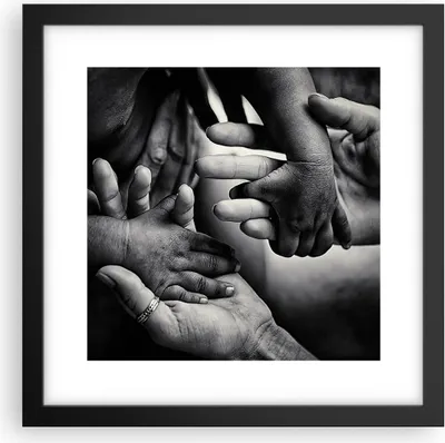 Produktbild von Gerahmtes Poster - Schwarzer Rahmen - Hände Toleranz Gemeinschaft - 30x30 cm - Wand Bild - Wanddeko - Wandbilder - Kunstposter - Wandposter - Bilderrahmen - Bilder - Kunstdruck - P2BAC30x30-4990