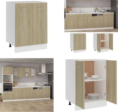 Image de vidaXL Armoire basse chêne Sonoma 60x46x81,5 cm Bois composite - Armoires basses - Armoires de cuisine - Armoires de cuisine
