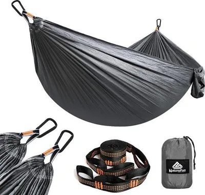Produktbild von Famanu Campinghängematte ultraleicht, Tragkraft 300 kg, atmungsaktiv, schnelltrocknend, für drinnen und draußen, Garten