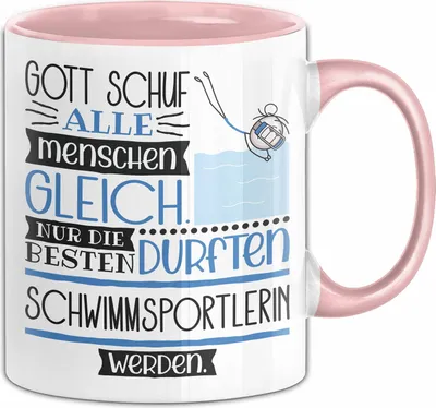 Produktbild von Schwimmsportlerin Geschenk Becher Tasse Gott Schuf Alle Menschen Gleich Nur Die Besten Durfeten Schwimmsportlerin Werden Geschenkidee Lustig (Rosa)