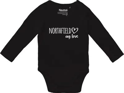 Produktbild von Huuraa Baby Body Northfield my love 74 Black  Baumwolle Fairtrade Langarmbody Geschenkidee
