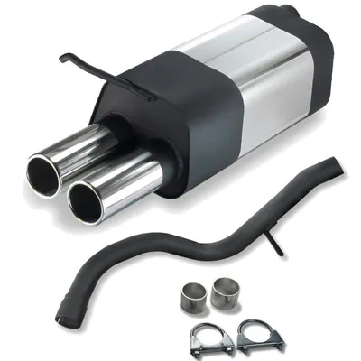 Produktbild von JOM Edelstahl Auspuff Endschalldämpfer Audi VW Golf Beetle Seat 2x76 rund