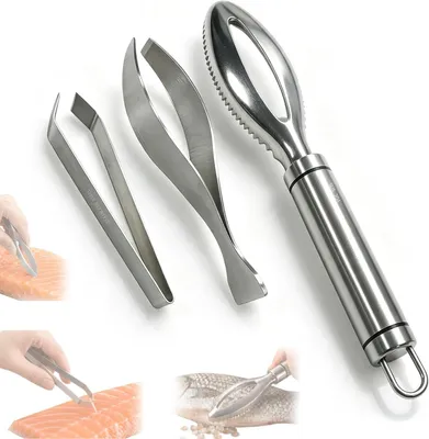 Productafbeelding van Roestvrijstalen pincetten in visgraatvorm, 3 stuks, roestvrij, voor gebruik in de keuken