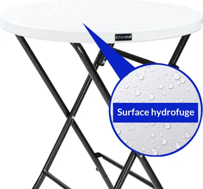 Image de CASARIA® Table haute de bar pliante mange-debout Ø 72 cm blanc hauteur 110 cm table de bistrot jardin extérieur