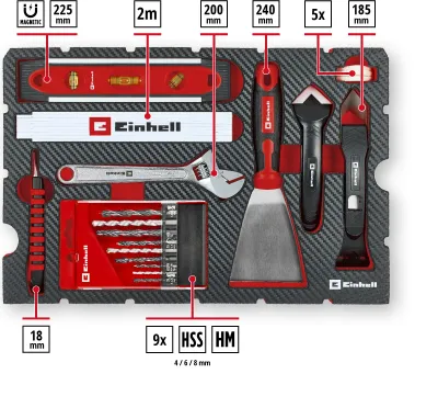 Produktbild von EINHELL Werkzeugkoffer Renovierung, 370517, E-Case, 78-teilig